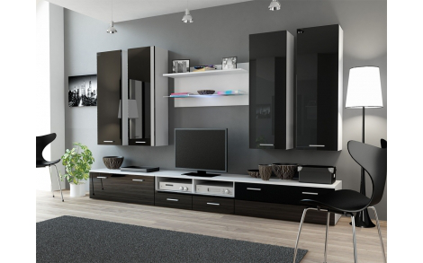 Вітальня DREAM 3 білий - чорний глянець CAMA MEBLE Польща